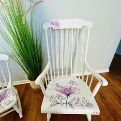 White Wooden Rocking Chair 