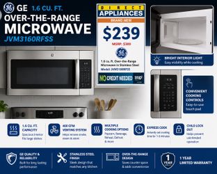 GE JVM3160RFSS – 1.6 Cu. Ft. Over-the-Range Microwave