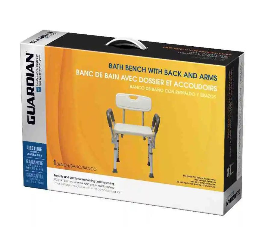 Medline MDS89745RA Shower/Bath Chair with Padded Armrests 350lbs for