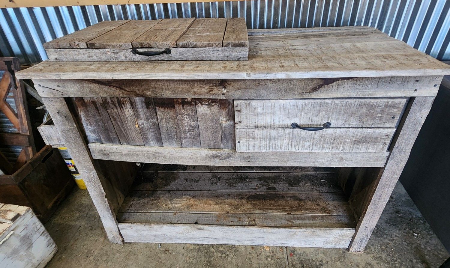 *** BARNWOOD DRY SINK WITH BUILT IN COOLER ***