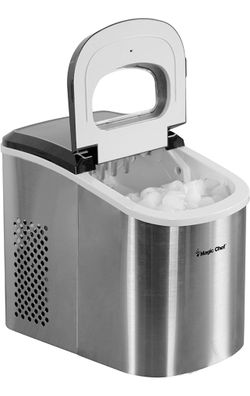 Magic Chef Portable Countertop Ice Maker, Small Ice Maker for Kitchen or Home Bar, Tabletop Ice Maker for Parties, 27-Pound Capacity, Stainless Steel