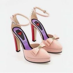 Gucci Patent Crystal GG Bow Sadie Spike Ankle Strap d'Orsay Platform High Heel Pumps Size 40