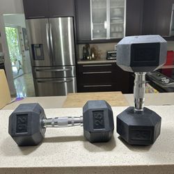 25 Lbs. Rubber Dumbbells 