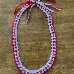 Red And White Ribbon Lei