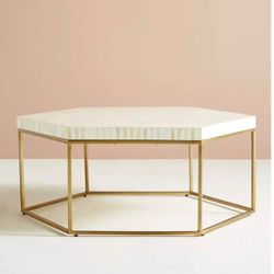 Anthropologie Octavia Bone Inlay Hexagonal Coffee Table
