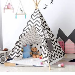 Kids Teepee Tent Play Tents with Fairy Lights & Mat, Princess Tent Playhouse for Indoor Home Decor and Outdoor Use Play Teepee Tent for Kids Girls Boy