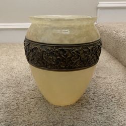 Golden Beige Pearl Lucite Wastebasket