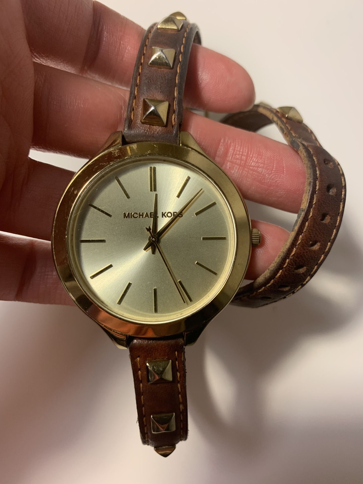 Michael Kors Gold and Leather Watch