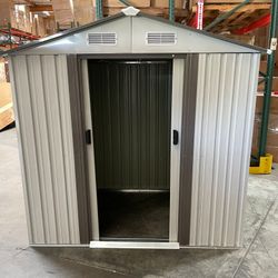 (New in box need assemble) 6’ L x 8’ W x 6.3’ H Metal Storage Shed Outdoor Garden Backyard 6x8 Storage 