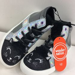 WONDER NATION KIDS TODDLERS GIRLS KITTY ZIP UP BOOTS  SHOE SIZE 13