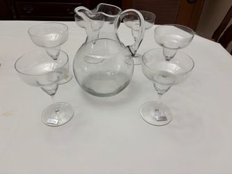 Toscany Glass Pitcher and Margarita Glasses Set
