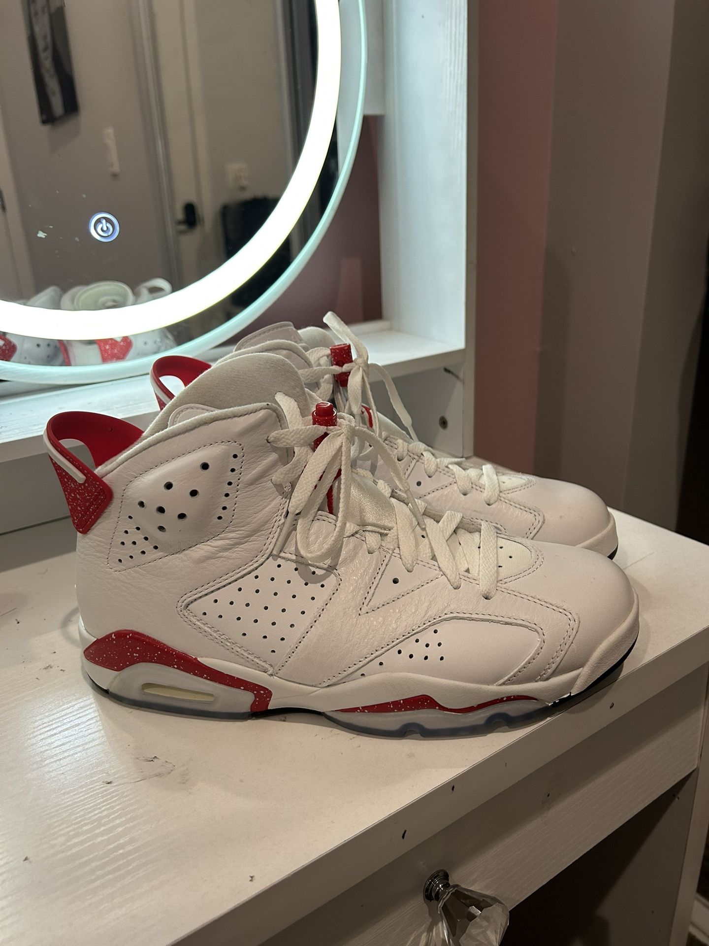 Air Jordan 6 White and University Red