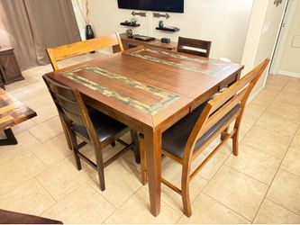Solid Real Wood Kitchen Table w/ benches and chairs