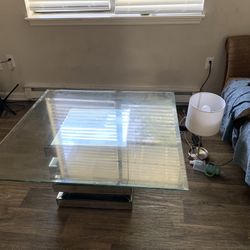 Elegant 3-Piece Glass Table Set w/ Inner Mirror Accents
