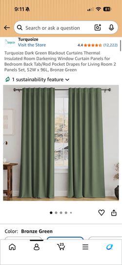 Blackout green curtains 96L
