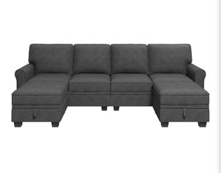 HONBAY Sectional Sofa with Storage Seat
