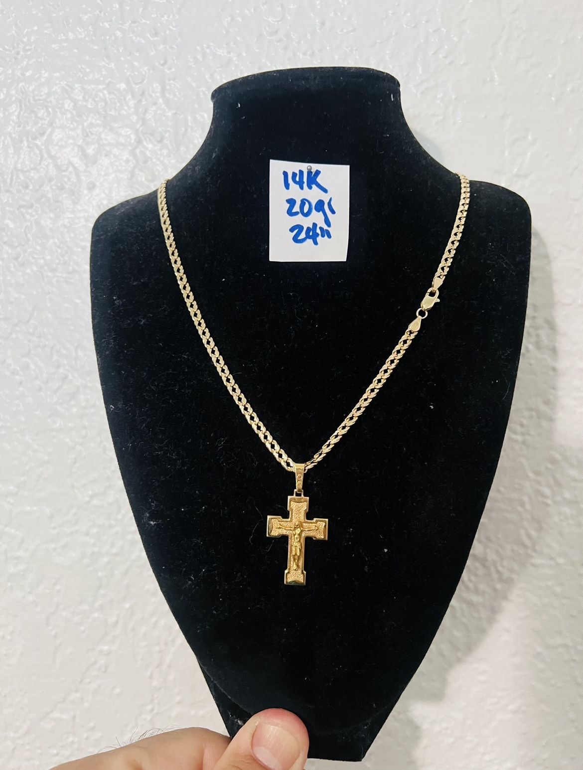 14K Solid Gold Chain and Pendant For Wedding 20Gr 24 Inches Long 