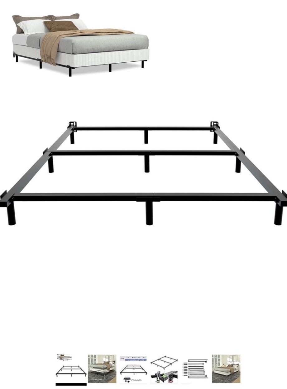 Foldable Black Metal King Size Bed Frame
