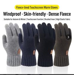Fleece-Lined Touchscreen Knit Winter Gloves