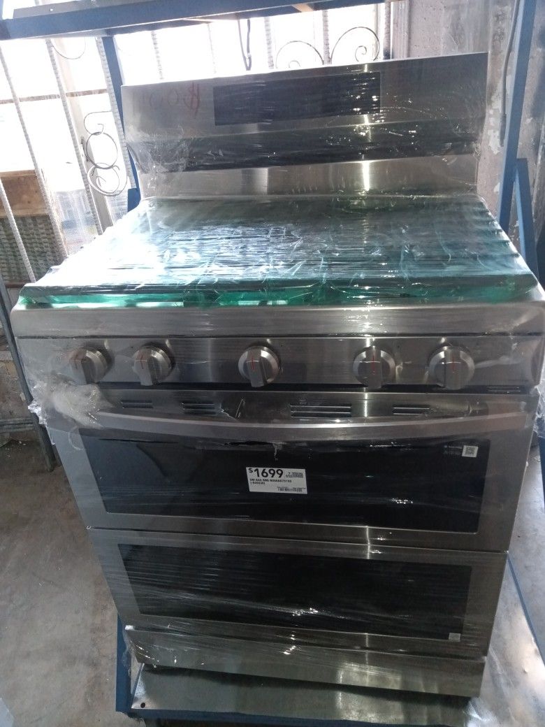 New Samsung Double Oven Hidden Door Stainless Steel Stove 