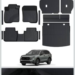 Floor Mats for Honda CR-V 2023-2026, All Weather Floor Mats Trunk Cargo Liner with Backrest Protectors and Door Sill Guards Accessories, Full Coverage