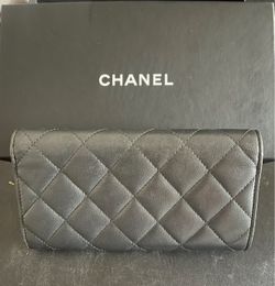 Chanel Black Quilted Leather Long Wallet