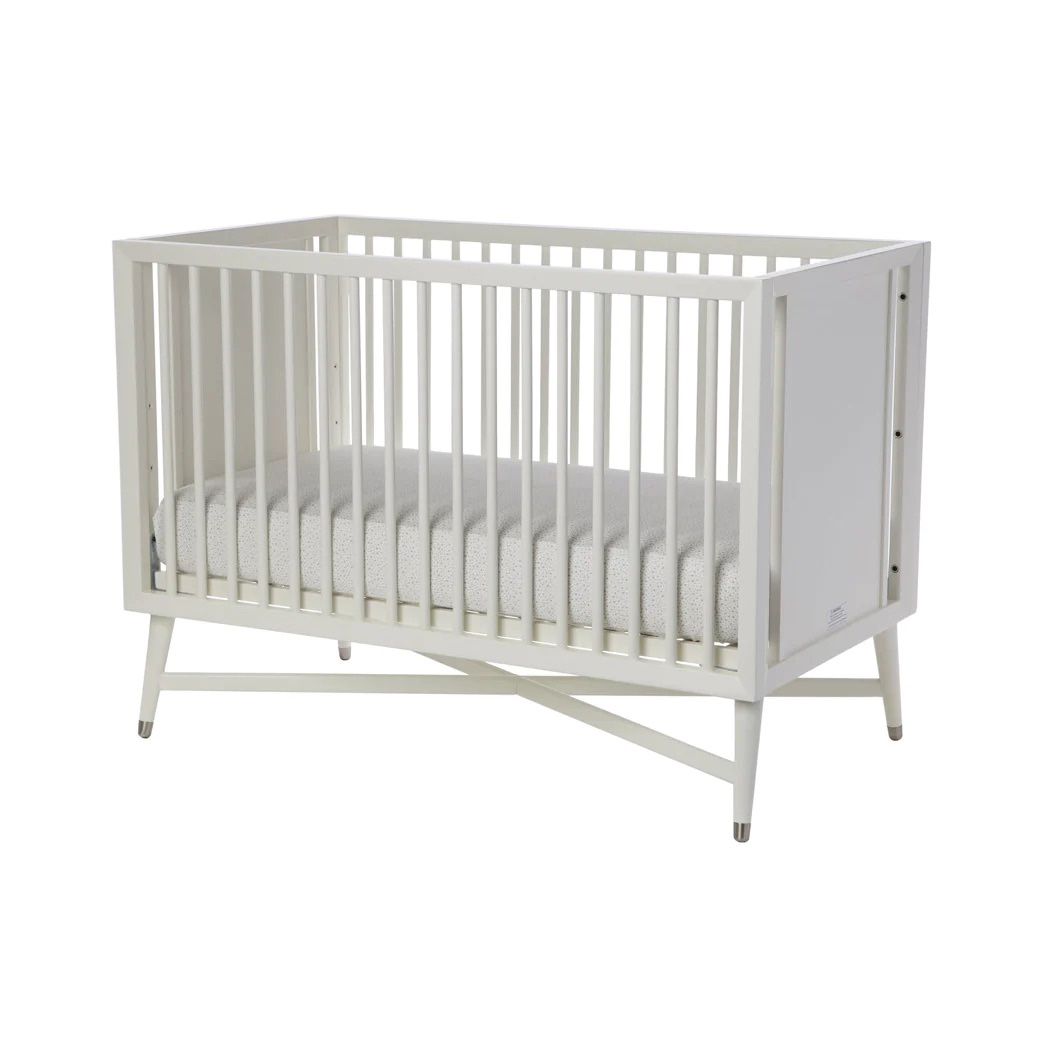 DWELL STUDIO DWELLSTUDIO MID-CENTURY BABY CRIB BED IN FRENCH GREY W/ BRENTWOOD HOMES ORGANIC MATTRESS