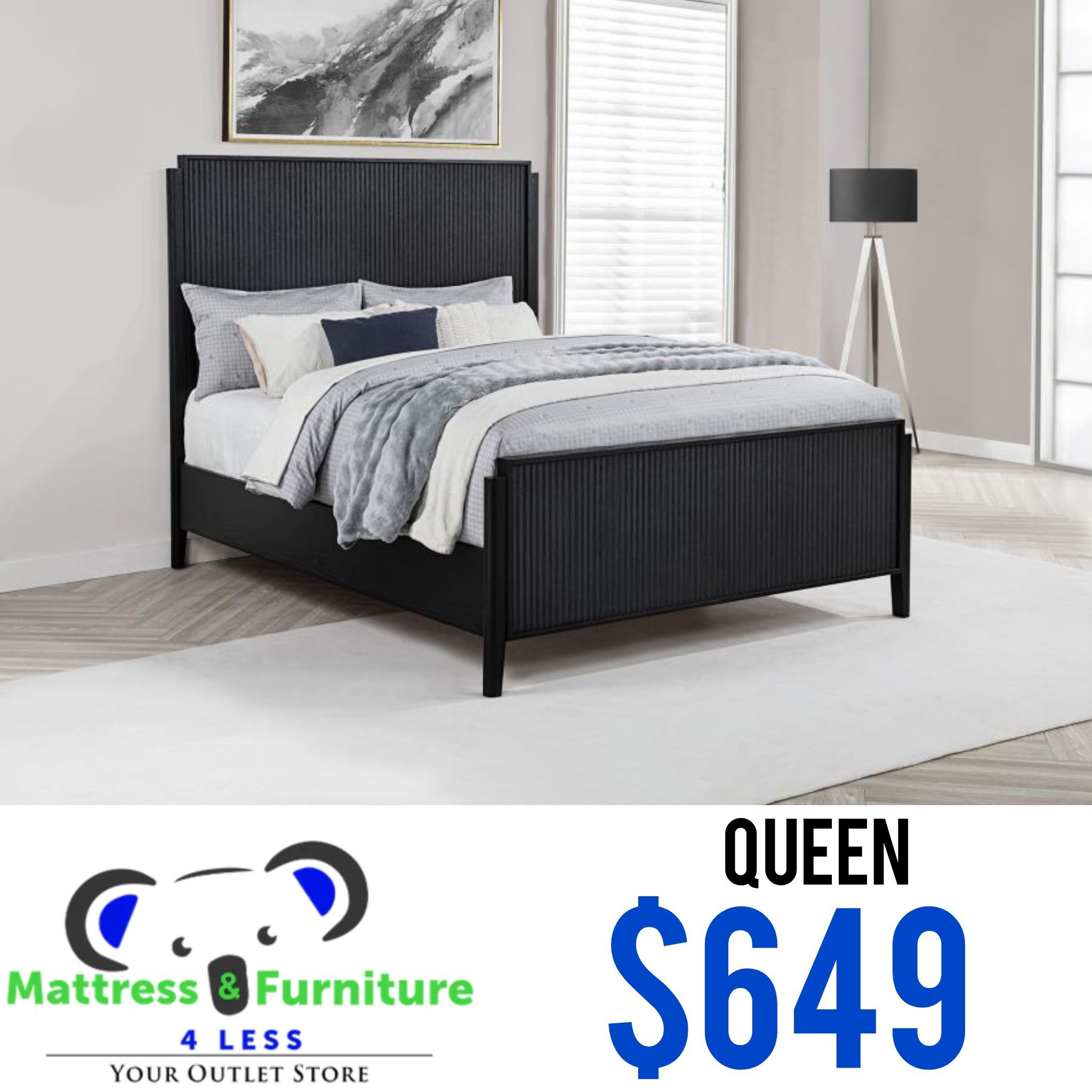 Brookmead Wood Queen Panel Bed Black