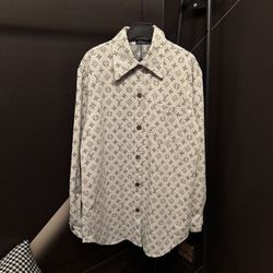 New jacquard l full print denim shirt jacket unisex jacket XL