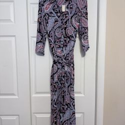 Brand New Talbots Button Down Paisley Print Maxi Dress - Size 10
