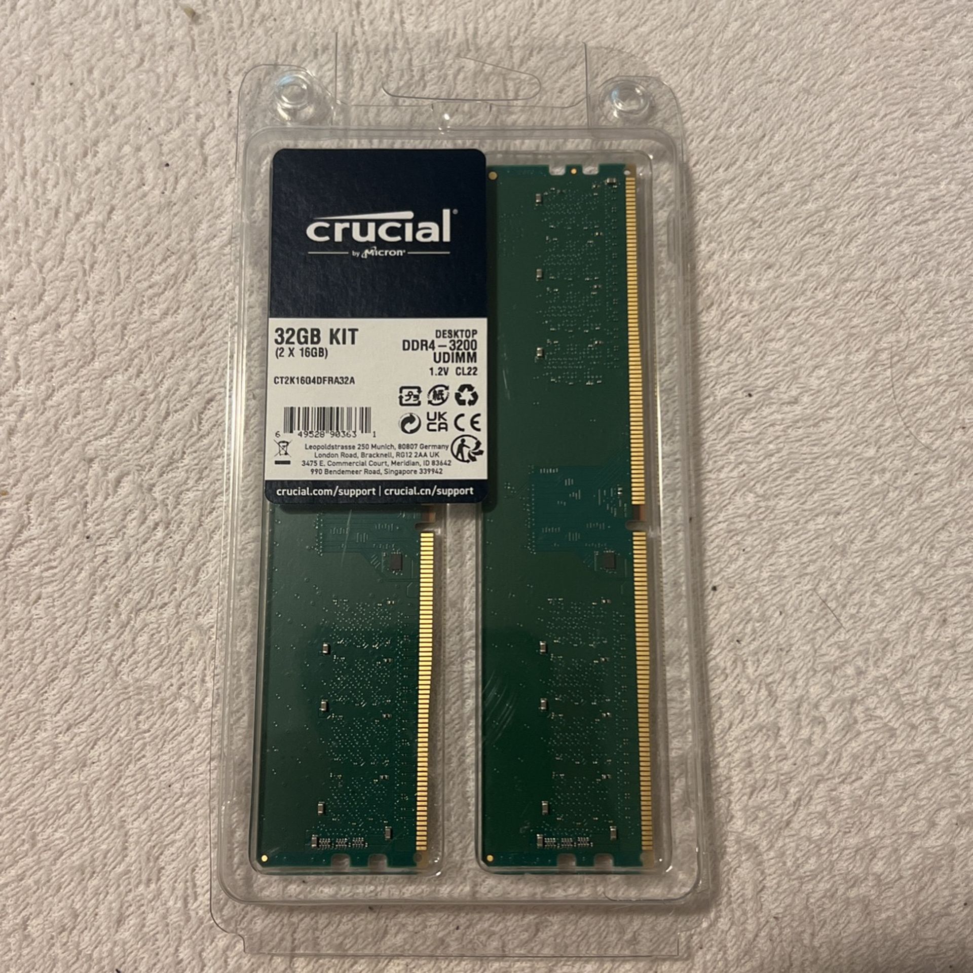 Crucial 32gb Kit (2x16GB) Desktop