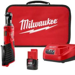 Milwaukee M12 12V Cordless 3/8in. Ratchet Kit, With 1.5Ah Battery, Charger & Bag