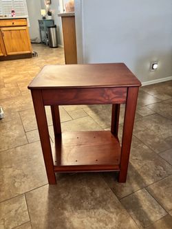 Cherry Wood End Table with Lower Shelf