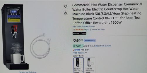 New! Commercial size hot water dispenser for tea or coffee