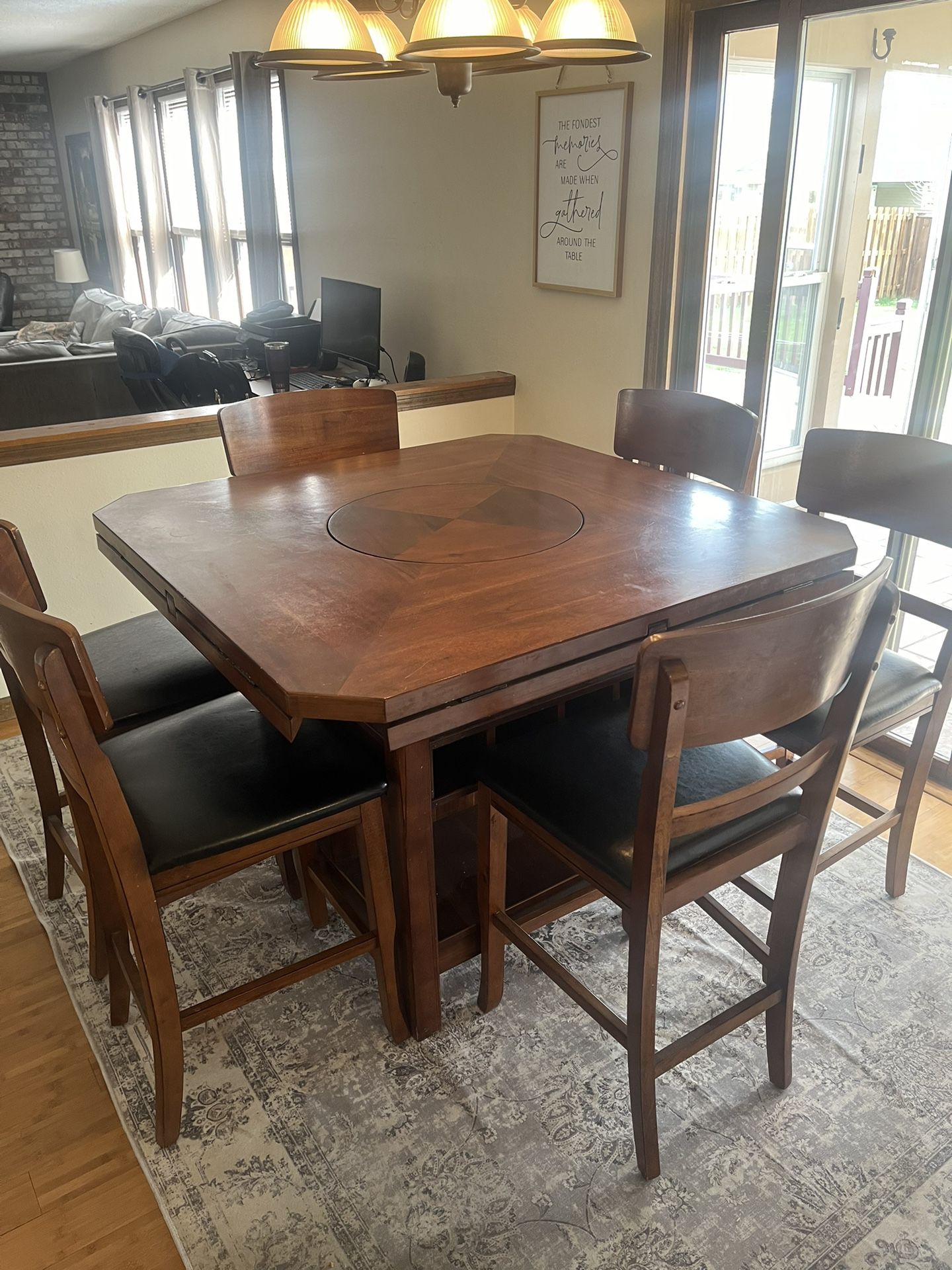 Counter Height Dining Table W/ 6 Chairs