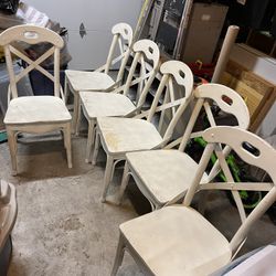 6 SOLID WOOD CHAIRS -  THESE WERE BUILT TO LAST!  With A Little Paint Job, You Have A Great Set Of Chairs.  Make Me An Offer, Just Don’t Be Ridiculous