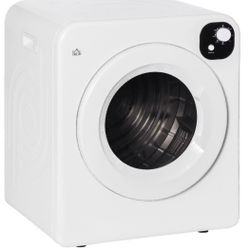 HOMCOM Compact Laundry Dryer 1300W Portable Clothes Dryer with 3.2 cu.ft Stainless Steel Drum, Front Load Electric Dryer, White