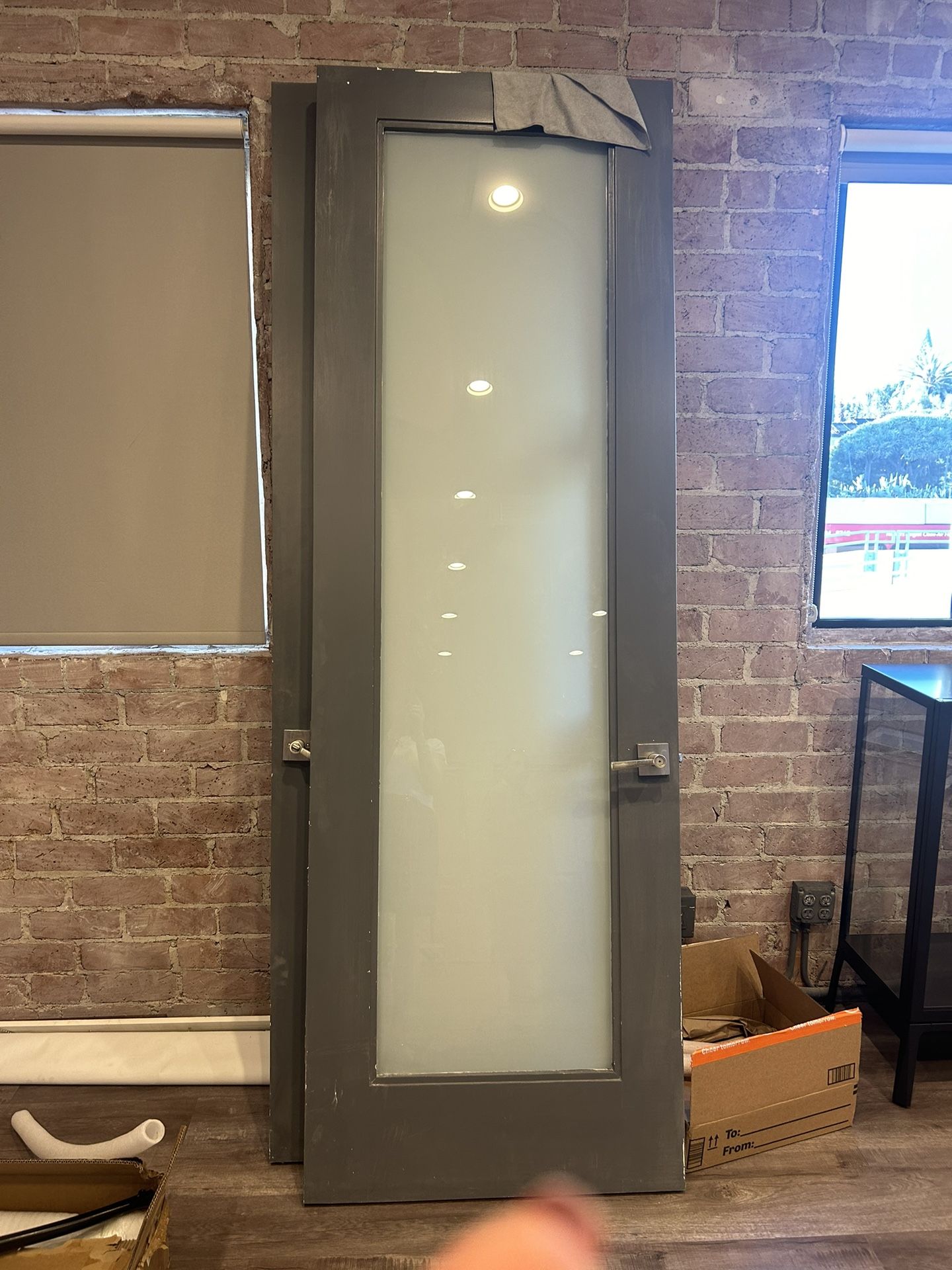 2 Glass Inlaid Wood Door 