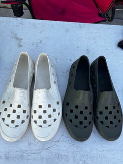Two Pairs Perforated Slip-On Shoes Vans