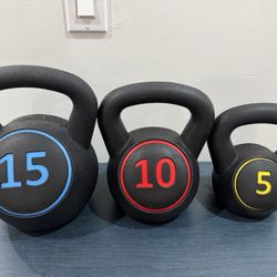 US Weight Plastic Kettlebell Set - 5, 10, and 15 Pound Kettlebells