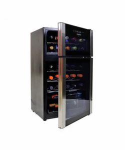 29 Bottle Dual Zone Wine Cooler, Black, 3 cu. ft.. (86L) Freestanding Wine Fridge