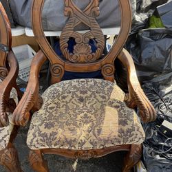 2 Vintage Solid Wood Chairs 