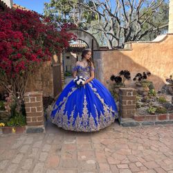 Quinceanera Dress In Royal Blue Size Medium-Large