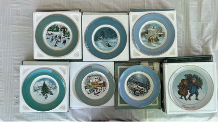 Collection of Avon Christmas plates 1975-81