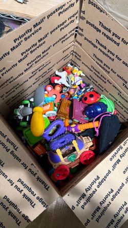 Box of vintage toys