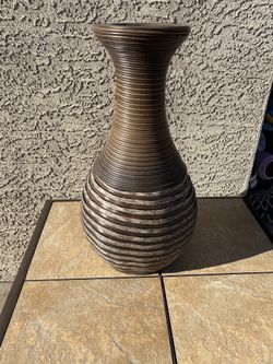 Brown Wicker Vase 19in tall Boho Chic Home Decor 