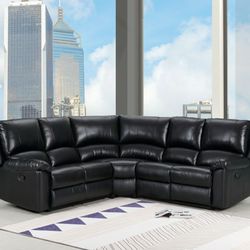 Reclining Sectional with 2 Manual Recliners BLACK