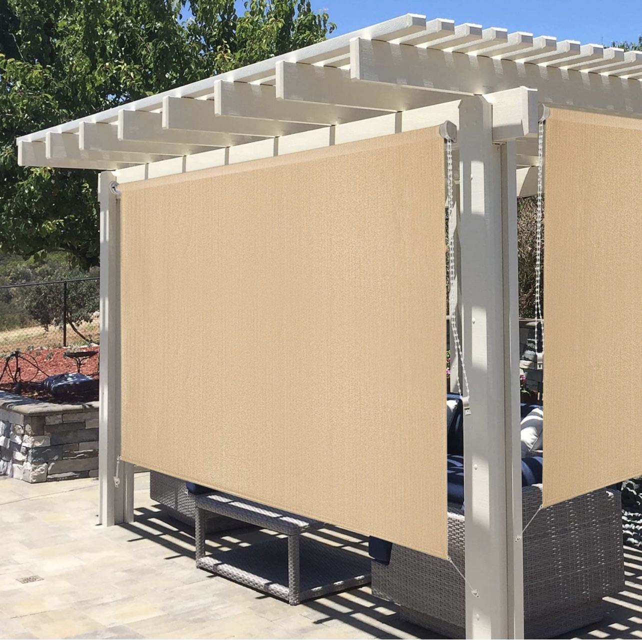 Outdoor Roller Shade Fabric for Porch Gazebo, Patio Blinds Roll Up Shade up to 95% uv block