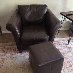 Leather chair and ottoman