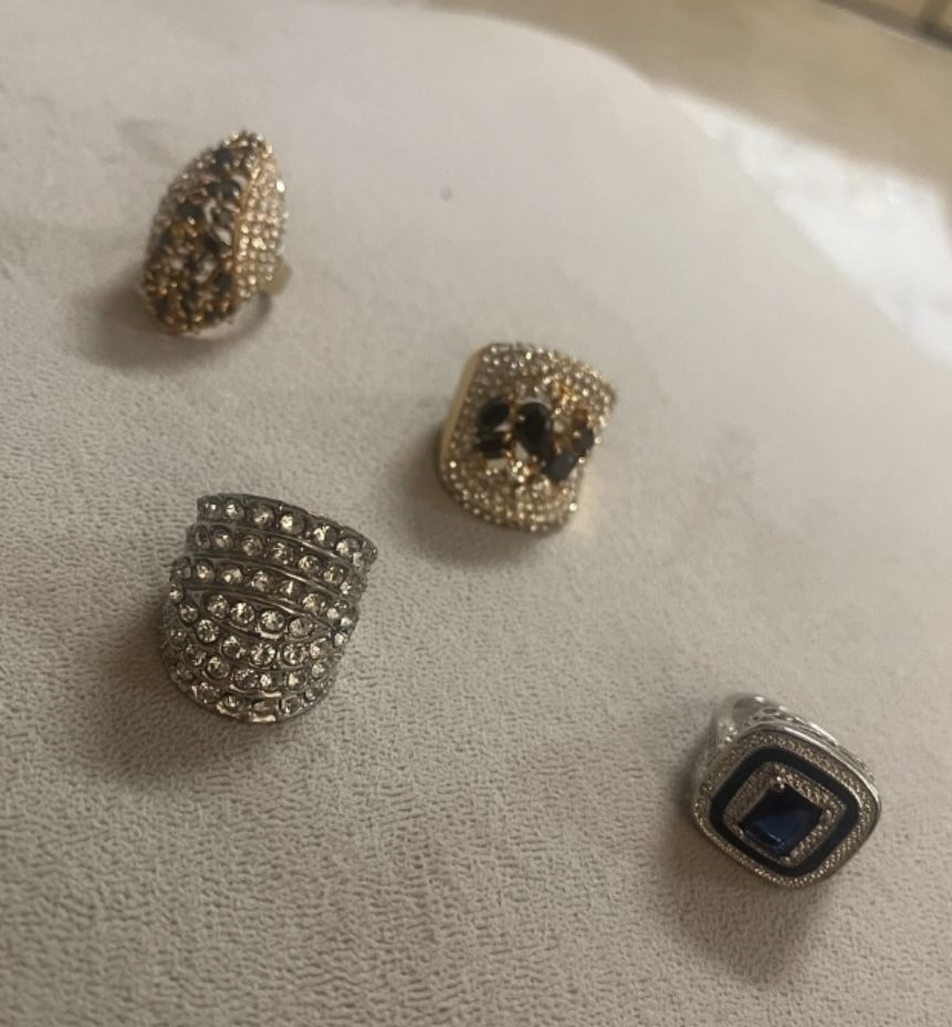 $20 Each Ring Sizes In Photos Large And Chunky Pieces Gold Or Silver Metal CZ Onyx Sapphire Stone Pickup Gaithersburg Md20877